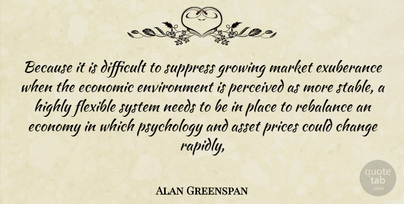 Alan Greenspan Quote About Asset, Change, Difficult, Economic, Economy: Because It Is Difficult To...