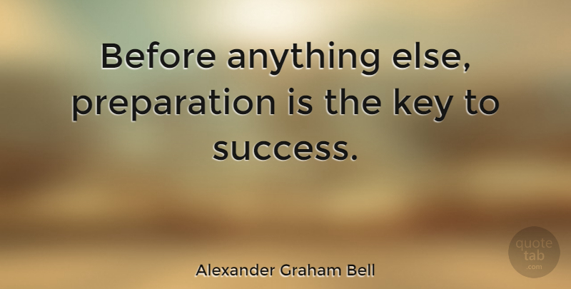 Alexander Graham Bell Quote About Success, Stress, Congratulations: Before Anything Else Preparation Is...
