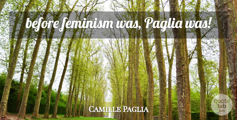 Camille Paglia Quote About Feminism, Self Importance: Before Feminism Was Paglia Was...