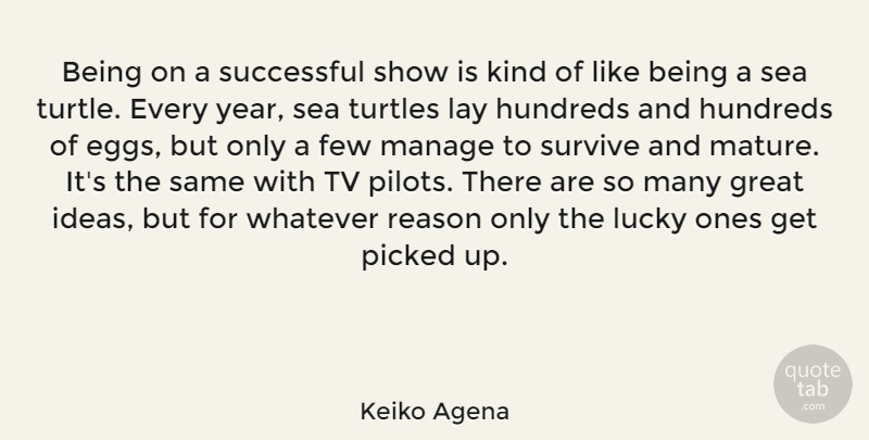 Keiko Agena Quote About Few, Great, Lay, Lucky, Manage: Being On A Successful Show...