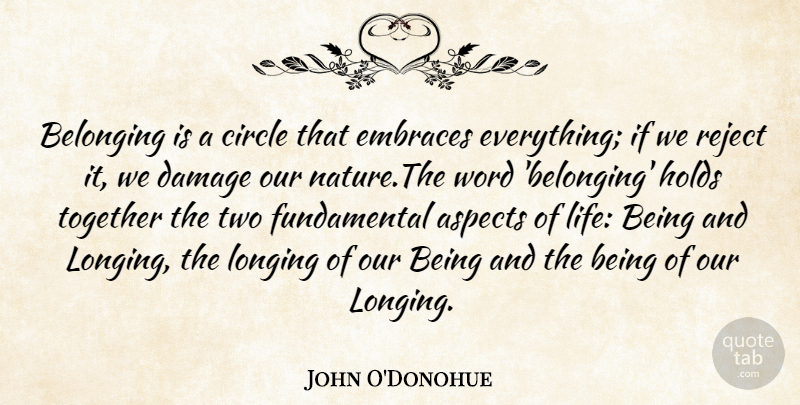John O'Donohue Quote About Circles, Two, Together: Belonging Is A Circle That...