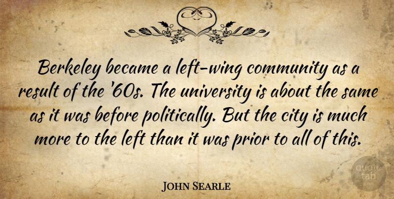John Searle Quote About Became, Berkeley, City, Community, Left: Berkeley Became A Left Wing...