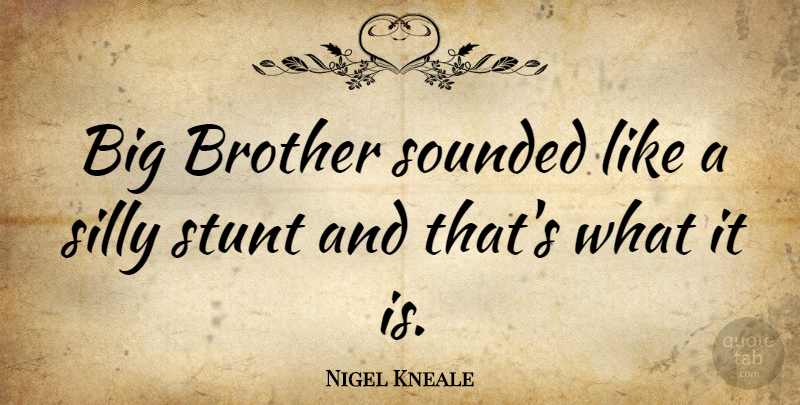 Nigel Kneale Quote About Brother, Silly, Bigs: Big Brother Sounded Like A...