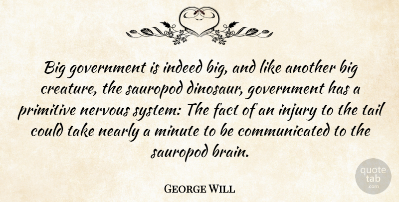 George Will Quote About Fact, Government, Indeed, Injury, Minute: Big Government Is Indeed Big...