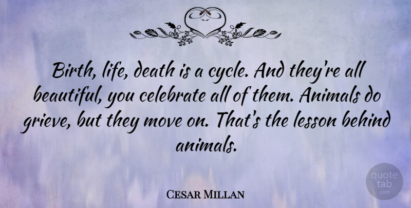 Cesar Millan Quote About Beautiful, Moving, Grieving: Birth Life Death Is A...
