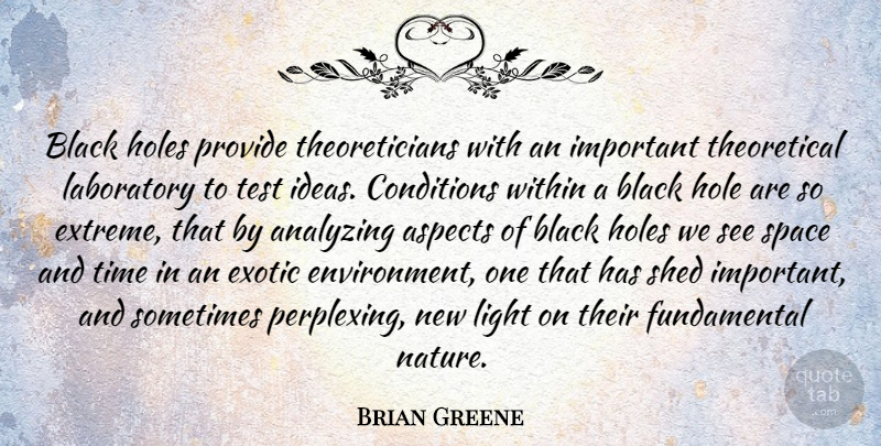 Brian Greene Quote About Light, Ideas, Space: Black Holes Provide Theoreticians With...