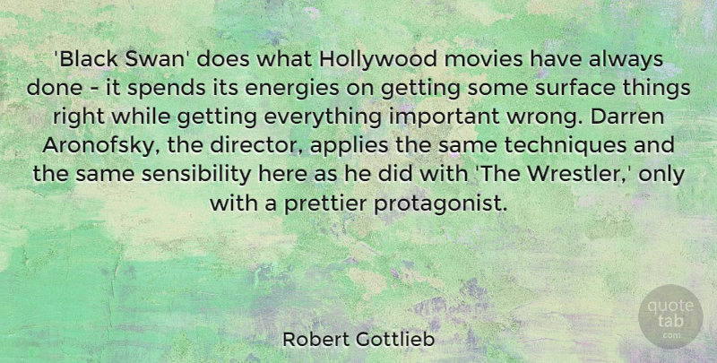Robert Gottlieb Quote About Applies, Energies, Hollywood, Movies, Prettier: Black Swan Does What Hollywood...
