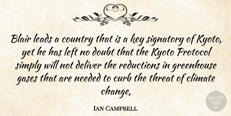 Ian Campbell Quote About Blair, Climate, Country, Curb, Deliver: Blair Leads A Country That...
