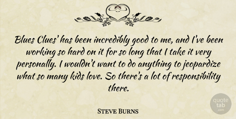 Steve Burns Quote About Kids, Responsibility, Long: Blues Clues Has Been Incredibly...