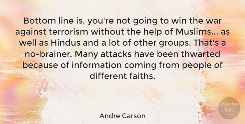 Andre Carson Quote About Against, Attacks, Bottom, Coming, Hindus: Bottom Line Is Youre Not...