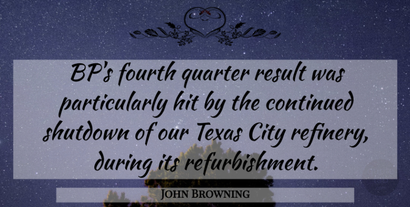 John Browning Quote About City, Continued, Fourth, Hit, Quarter: Bps Fourth Quarter Result Was...