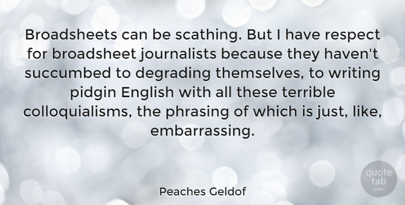 Peaches Geldof Quote About Degrading, Respect, Succumbed, Terrible: Broadsheets Can Be Scathing But...