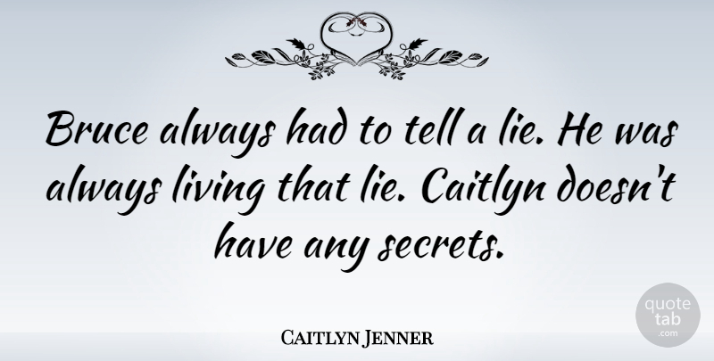 Caitlyn Jenner Quote About Bruce, Living: Bruce Always Had To Tell...