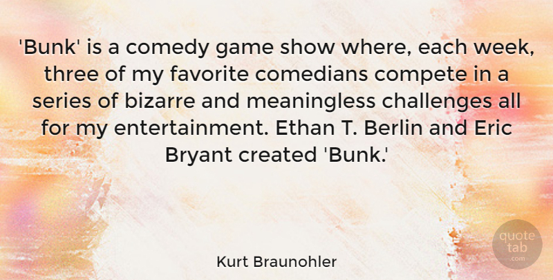 Kurt Braunohler Quote About Berlin, Bizarre, Bryant, Comedians, Compete: Bunk Is A Comedy Game...