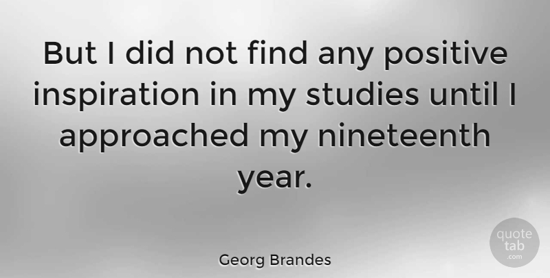 Georg Brandes Quote About Inspiration, Years, Study: But I Did Not Find...