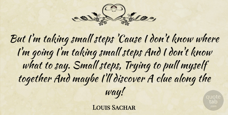 Louis Sachar Quote About Trying, Together, Way: But Im Taking Small Steps...