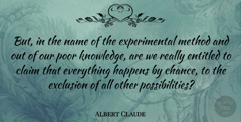 Albert Claude Quote About Claim, Entitled, Exclusion, Happens, Method: But In The Name Of...