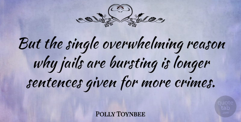 Polly Toynbee Quote About Jail, Reason Why, Crime: But The Single Overwhelming Reason...