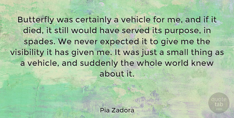 Pia Zadora Quote About Butterfly, Certainly, Expected, Given, Knew: Butterfly Was Certainly A Vehicle...