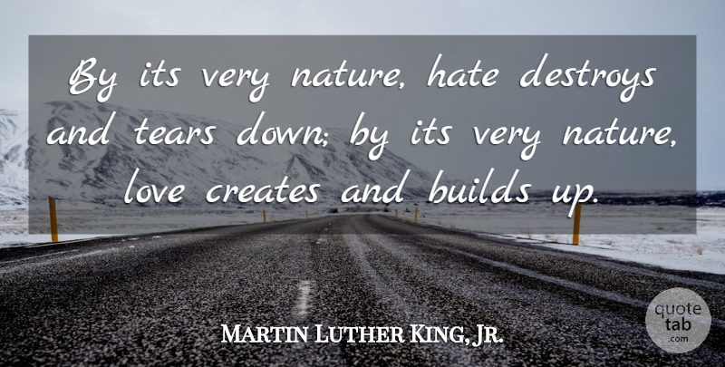 Martin Luther King, Jr. Quote About Hate, Love And Hate, Tears: By Its Very Nature Hate...