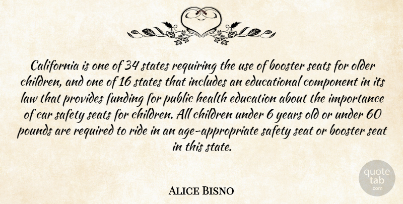 Alice Bisno Quote About California, Car, Children, Component, Education: California Is One Of 34...