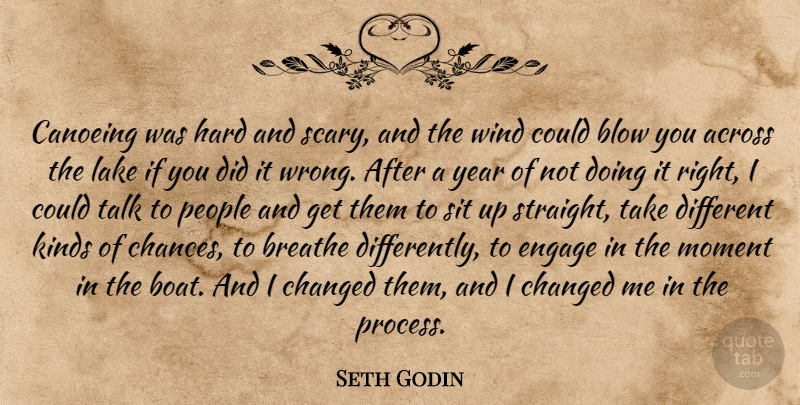 Seth Godin Quote About Blow, Years, Wind: Canoeing Was Hard And Scary...
