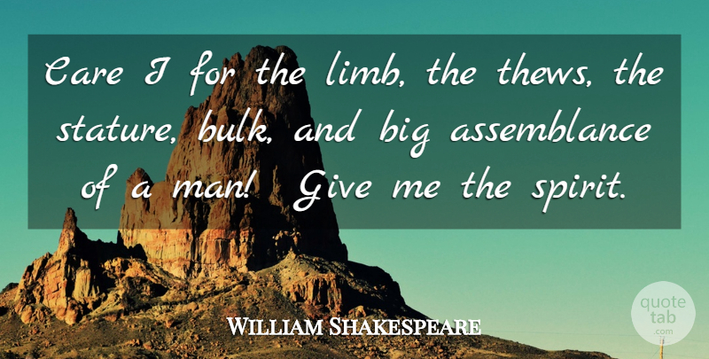 William Shakespeare Quote About Men, Giving, Soul: Care I For The Limb...