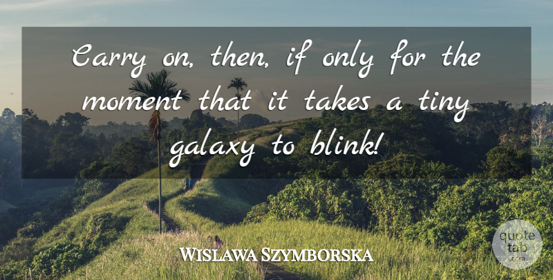 Wislawa Szymborska Quote About Tiny, Moments, Blink: Carry On Then If Only...
