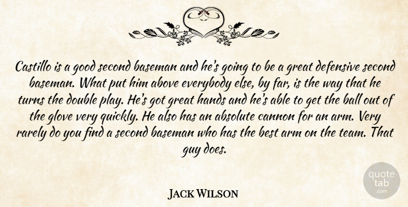 Jack Wilson Quote About Above, Absolute, Arm, Ball, Baseman: Castillo Is A Good Second...