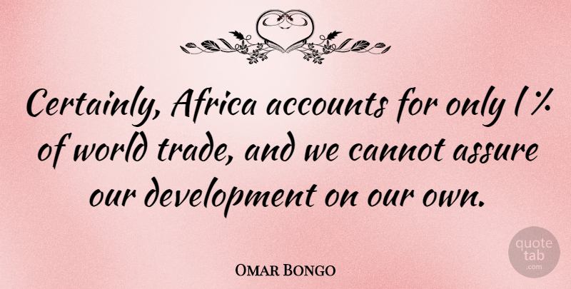 Omar Bongo Quote About Development, World, Trade: Certainly Africa Accounts For Only...