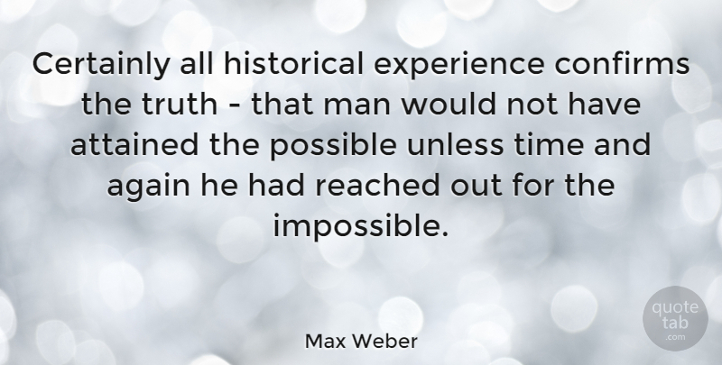 Max Weber Quote About Men, Historical, Impossible: Certainly All Historical Experience Confirms...