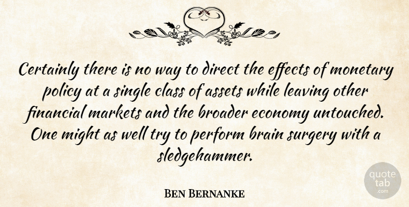 Ben Bernanke Quote About Assets, Brain, Broader, Certainly, Class: Certainly There Is No Way...