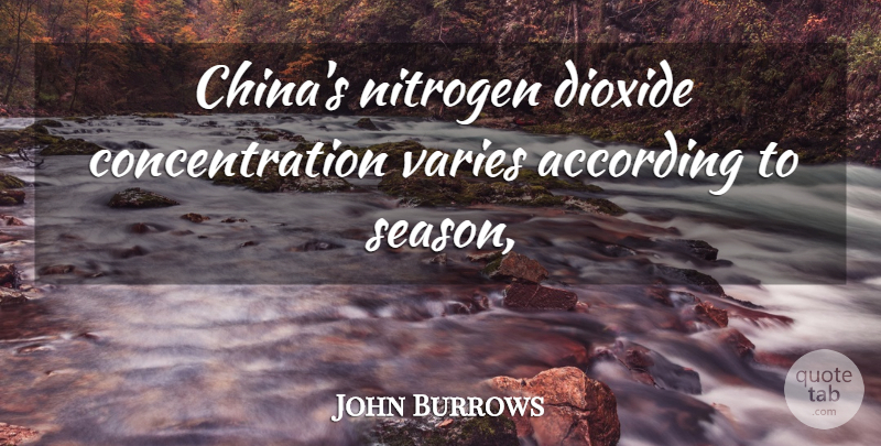 John Burrows Quote About According, Concentration, Nitrogen, Varies: Chinas Nitrogen Dioxide Concentration Varies...
