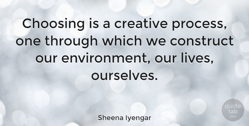 Sheena Iyengar Quote About Creative, Environment, Process: Choosing Is A Creative Process...