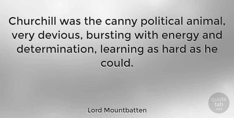 Lord Mountbatten Quote About Determination, Animal, Political: Churchill Was The Canny Political...