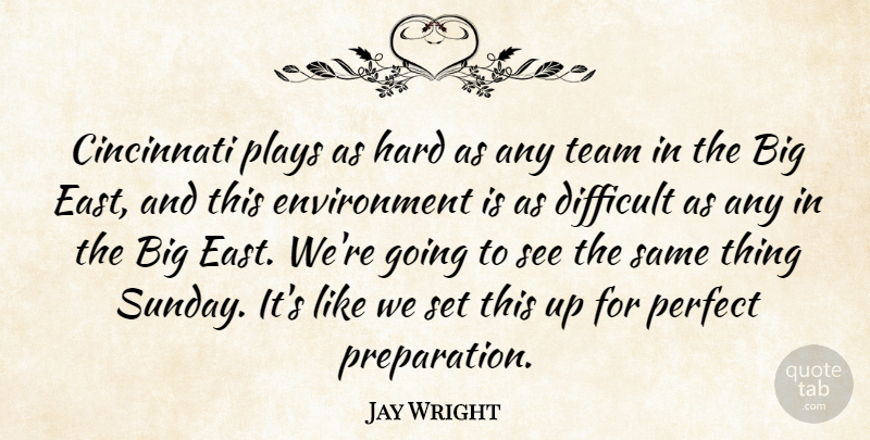 Jay Wright Quote About Cincinnati, Difficult, Environment, Hard, Perfect: Cincinnati Plays As Hard As...