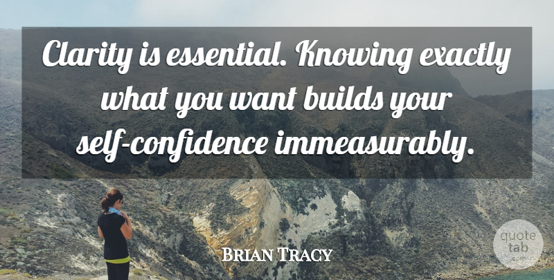 Brian Tracy Quote About Self Confidence, Knowing, Want: Clarity Is Essential Knowing Exactly...