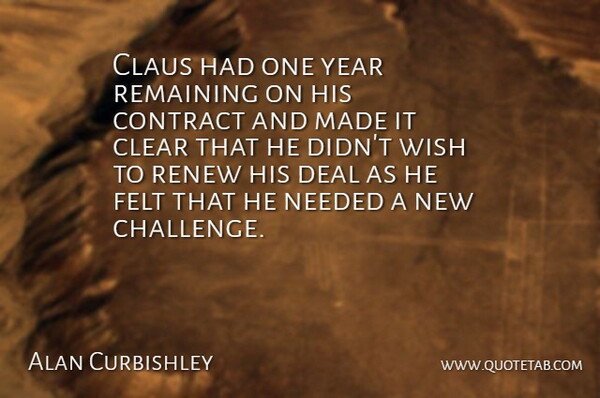 Alan Curbishley Quote About Claus, Clear, Contract, Deal, Felt: Claus Had One Year Remaining...