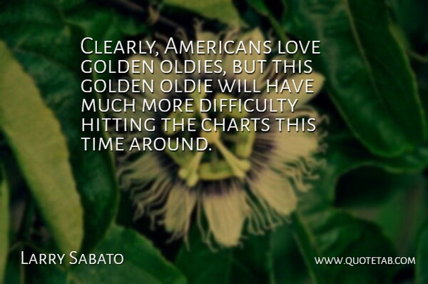 Larry Sabato Quote About Charts, Difficulty, Golden, Hitting, Love: Clearly Americans Love Golden Oldies...