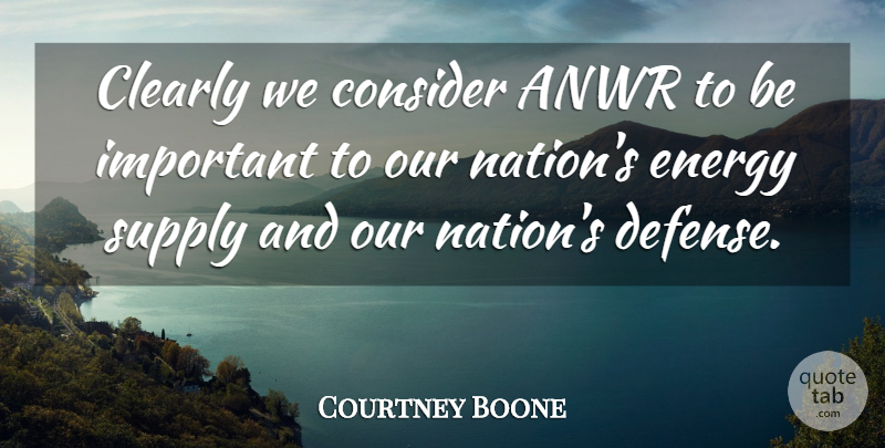Courtney Boone Quote About Anwr, Clearly, Consider, Energy, Supply: Clearly We Consider Anwr To...