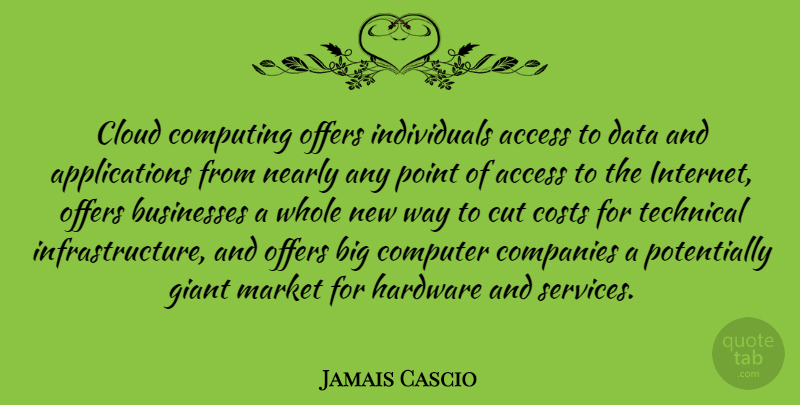 Jamais Cascio Quote About Cutting, Data, Clouds: Cloud Computing Offers Individuals Access...