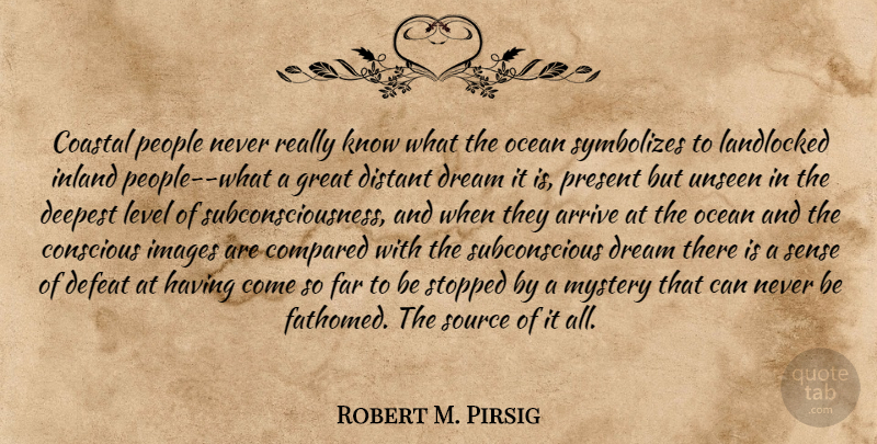 Robert M. Pirsig Quote About Dream, Ocean, People: Coastal People Never Really Know...