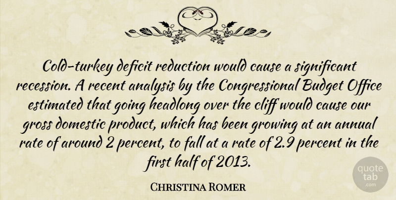 Christina Romer Quote About Fall, Turkeys, Office: Cold Turkey Deficit Reduction Would...