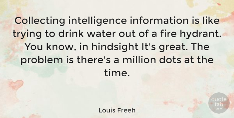 Louis Freeh Quote About Collecting, Dots, Drink, Fire, Hindsight: Collecting Intelligence Information Is Like...