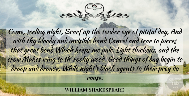 William Shakespeare Quote About Eye, Night, Light: Come Seeling Night Scarf Up...