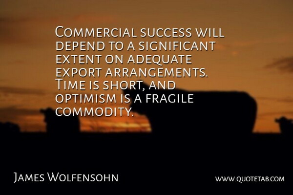 James Wolfensohn Quote About Adequate, Commercial, Depend, Export, Extent: Commercial Success Will Depend To...