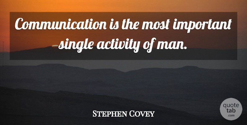 Stephen Covey Quote About Communication, Men, Important: Communication Is The Most Important...