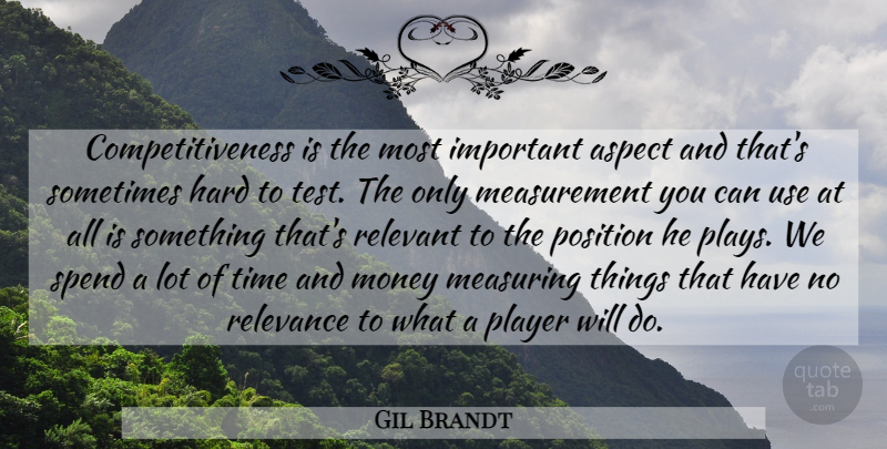 Gil Brandt Quote About Aspect, Hard, Money, Player, Position: Competitiveness Is The Most Important...