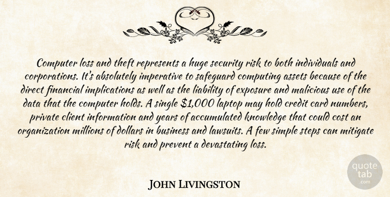 John Livingston Quote About Absolutely, Assets, Both, Business, Card: Computer Loss And Theft Represents...