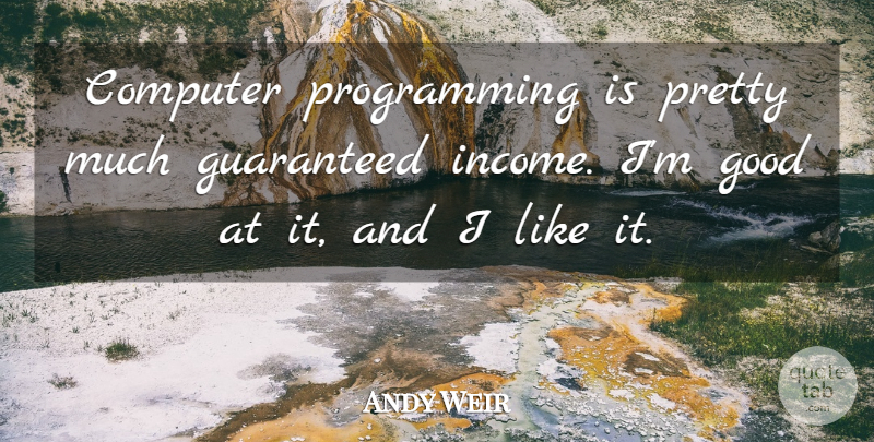 Andy Weir Quote About Computer, Good, Guaranteed: Computer Programming Is Pretty Much...